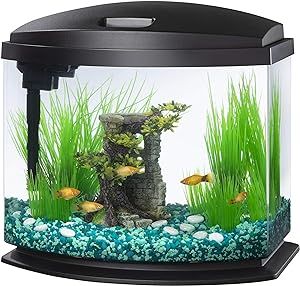 Aqueon LED MiniBow Small Aquarium Fish Tank Kit with SmartClean Technology, Black, 5 Gallon